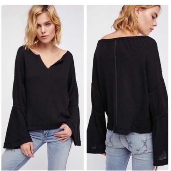 Free People Dahlia Thermal Bell Sleeve Sweater - Picture 2 of 11